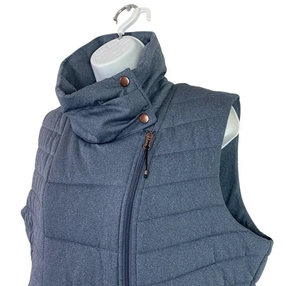Calia Astronomical Zip High Collar Quilted Vest In Dark Ocean Size L - Picture 2 of 9